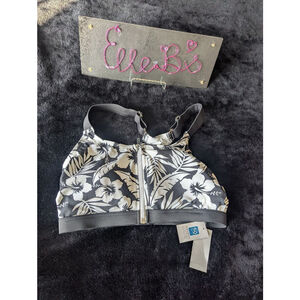 Women's Lands' End Swim Top Small Black Floral